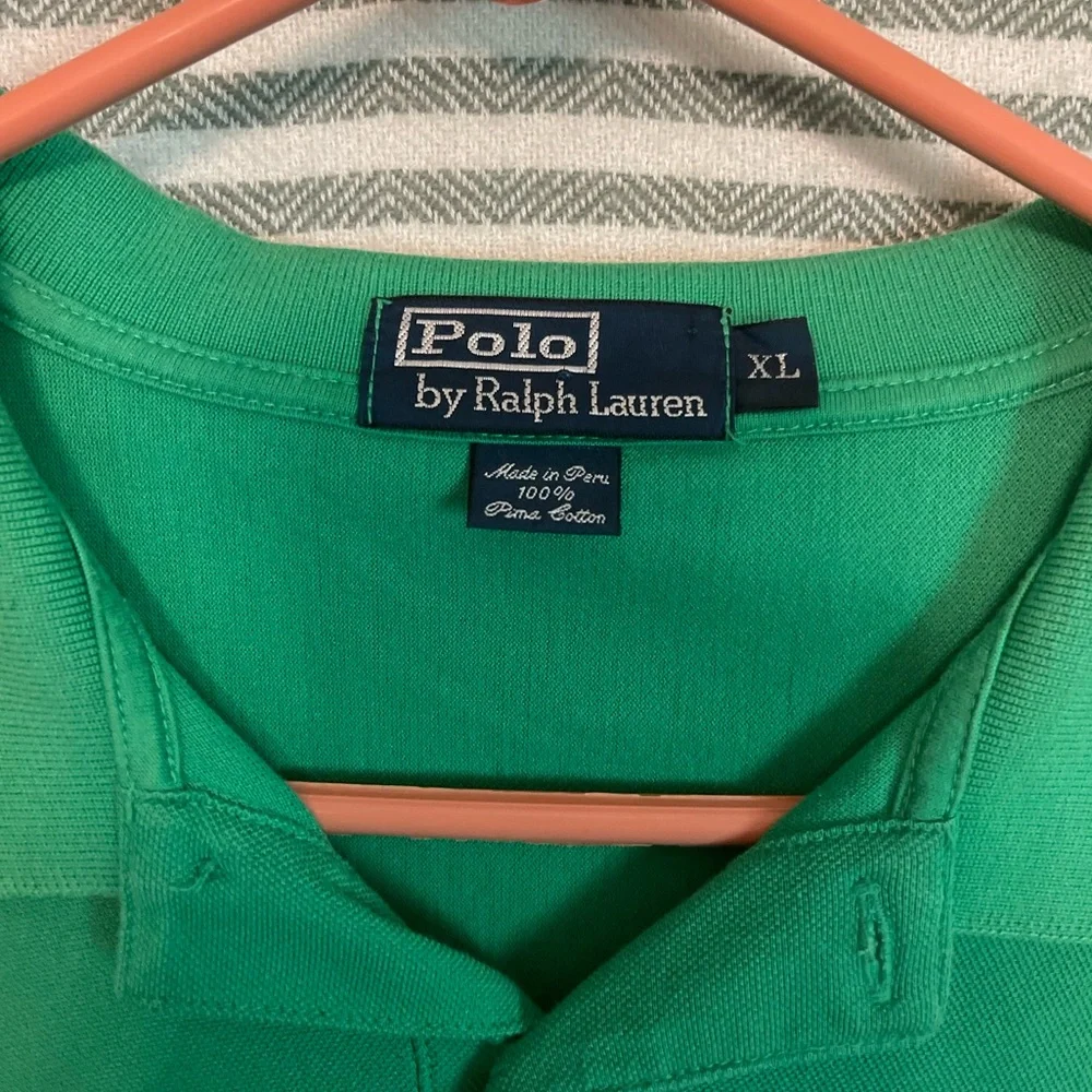 Polo by Ralph Lauren Green And Blue Vertical Striped Classic Polo‎ Size XL